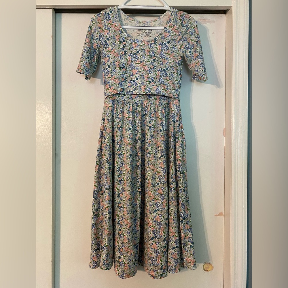 Latched Mama XXS Classic Cotton Dress Periwinkle Oasis